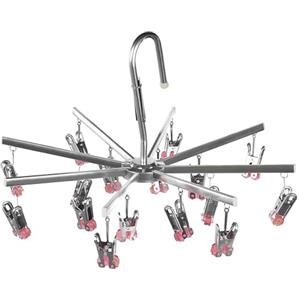 Qinglele Stendibiancheria con 16 mollette per biancheria intima, pieghevole, colore: rosso