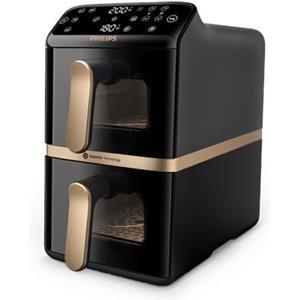 PHILIPS - Serie 4000 Airfryer doppio cestello Verticale, Friggitrice ad aria da 10L, 13 metodi di cottura, Rivestimento ceramica PFAS Free, Pulizia in