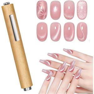 AYBUY magnete per unghie con manico in legno 3 in 1, magneti Cat Eye | Magnete per Smalto in Gel Cat Eye, versatile strumento magnetico per unghie per casa fai da te, salone, studio, A