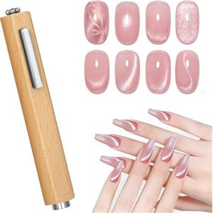 AYBUY magnete per unghie con manico in legno 3 in 1, magneti Cat Eye | Magnete per Smalto in Gel Cat Eye, versatile strumento magnetico per unghie per casa fai da te, salone, studio, B