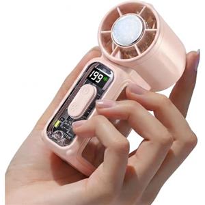 GlobalCrown Mini Ventilatore portatile con torcia a LED,Piccolo Ventilatore usb ricaricabile con impacco di ghiaccio,design tascabile compatto per viaggi, concerti, campeggio,trucco con specchio