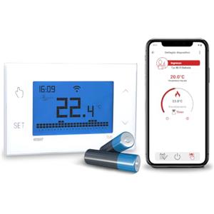 VEMER - Termostato TUO WIFI BATTERIA VE788600 Smart Programmabile per Caldaia Compatibile con Alexa e Google Home Bianco