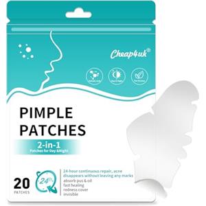 cheap4uk Patch Brufoli Pimple Patch Cerotti Brufoli Viso Invisibili 20 Naso | Impermeabile Cura Giorno e Notte 2 in 1 Acido Salicilico e Olio dell'Albero del Tè Acne Patch Multiple