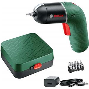 Bosch Avvitatore elettrico IXO, 6ª generazione, verde, CONTROLLO VELOCITÀ variabile, ricaricabile con cavo micro USB, con custodia