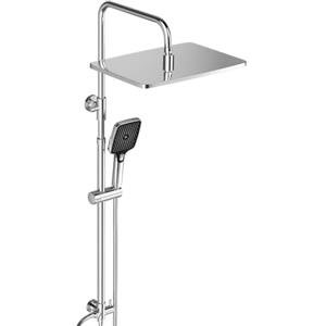 JOHO Colonna Doccia Acciaio Inox Fori Muro Regolabili, Asta Doccia Saliscendi con Doccetta e Soffione, Set Doccia a Pioggia senza Miscelatore, 35x25 cm Cromo