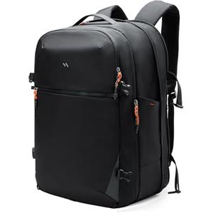 Inateck Zaino da Viaggio Leggero 38,5-46L, Zaino da Cabina per Aereo, Nero | Travel Backpack da Uomo Resistente agli Schizzi d'acqua, per 16 Pollici Laptop, Per il lavoro e i viaggi del fine settimana