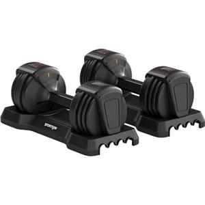 SPORTNOW Set di Manubri Regolabili 2 x 2-11 kg 5 in 1, Regolazione Rapida | Pesi Palestra, Bloccaggio Sicuro, Basi di Appoggio, Impugnatura Antiscivolo, Salvaspazio, Allenamento Fitness Casa Palestra