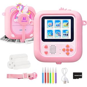 ARNSSIEN AI Macchina Fotografica Bambini Istantanea 2.4", HD 1080P, Chat IA | Fotocamera bambini con Riconoscimento IA, Bluetooth e Wi-Fi. Regalo per compleanni e festività dai 3 ai 12 anni, AI M2