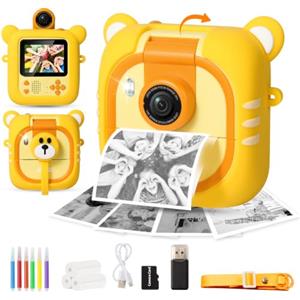 ARNSSIEN Macchina Fotografica Bambini,2.4" Stampa Istantanea con 180° Flip | 1080P Fotocamera Istantanea per bambini 2.4", 3 Rotoli di Carta，Regalo per bambini e bambine 3-12 anni,Compleanno/Festivit,M2