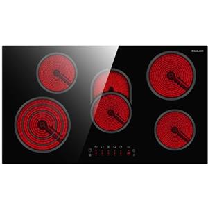 GASLAND CH90BF Piano cottura in vetroceramica da 90 cm, 5 zone di cottura, piano elettrico da incasso con comandi touch, zona tripla e zona ovale, potenza limitabile fino a 6700 W