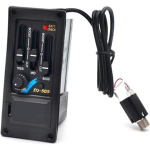 Hperu Pickup per chitarra Chitarra acustica 3 bande EQ-505R Preamplificatore Amplificatore Equalizzatore Pickup Piezo Nero