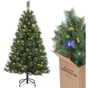SALCAR Albero di Natale con Luci Incorporate Artificiale 120 cm, Abete di Natale con Guanti, 110 LED e 226 Punte per Rami, Supporto in Metallo, Montaggio Rapido