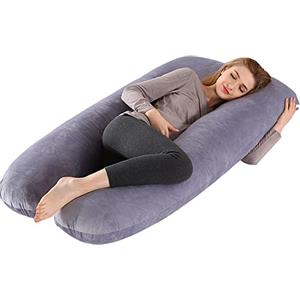 FANSU Cuscino Gravidanza per Dormire, Cuscino Allattamento Forma di U Multifunzionale Pile Cuscino per Tutto Il Corpo Laterale per Il Corpo e maternità (130x70cm,Grigio)