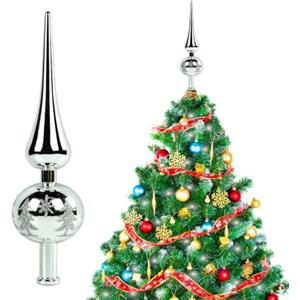 YUEXNKO Punta per Albero di Natale Opaco,Puntale Albero di Natale Vetro,Puntale per Albero di Natale 23 cm,PuntaleAlbero di Natale Cima,Punta Albero di Natales Vetro per Decorazione Albero diNatale