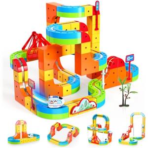 POPERFUN 131 Pezzi Trenino Elettrico Set,3D Cube Track Anti-Gravità | Trenino a levitazione,Costruzione Creativa STEM Giocattolo per Bambini 3-12 Anni,Natale Compleanno Pasqua Regalo