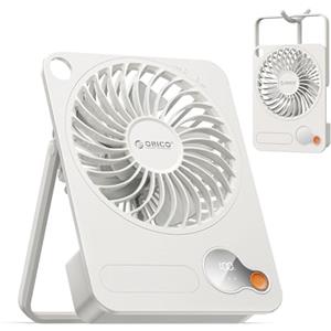 ORICO DoFan Ventilatore da Tavolo USB Batteria 3600mAh 3 velocità (dFAN1) | Supporto pieghevole a 180° da parete e scrivania, 3200 RPM, motore brushless e display LED per ufficio e casa