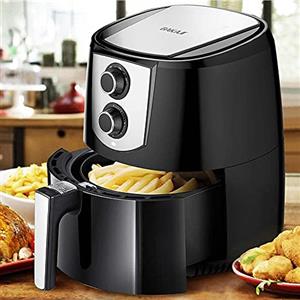 Bakaji Friggitrice ad Aria Calda Senza Olio Airfryer 4,4 Lt Frigge Cuoce Arrostisce in modo Naturale e Salutare Potenza 1400W con Timer e Regolazione Temperatura