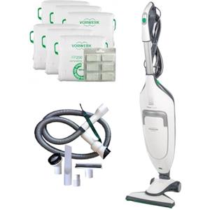 DG Service Vorwerk Folletto VK220s ORIGINALE - Aspirapolvere Scopa Elettrica NUOVO CON FILO con HD65, Filtro, 6 Sacchetti Compatibili e 3 Profumini (Dotazione Completa + Kit Tubi)