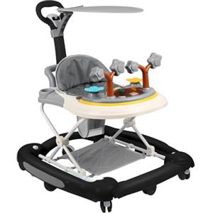 Supfine 3 in 1 Girarrosto bambino evolutivo con vassoio per attività musicali rimovibili, girelli da passeggio con ruota universale e altezza regolabile, da 6 a 18 mesi (3 in 1,67 x 75 x 85 cm, nero)