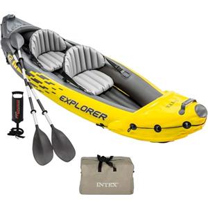 Intex Explorer K2 Kayak, 2-Person Inflatable Kayak Set with Aluminum Oars and High Output Air Pump