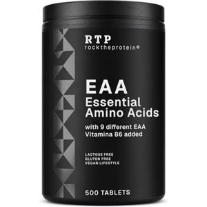 Rock The Protein EAA Aminoacidi Essenziali RTP con Vitamina B6, 500 Compresse | 6 al giorno, 9 Aminoacidi Essenziali con BCAA 211, Metabolismo Proteico ed Energetico, Vegan, Senza Glutine e Lattosio