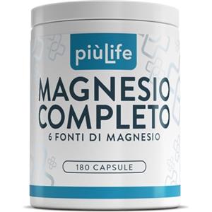 +LIFE Magnesio Completo 400 mg da 6 Fonti PiùLife - 180 Capsule | 4 al giorno, Formula con Pidolato, Bisglicinato e Citrato, Muscoli, Energia e Sistema Nervoso, Senza Glutine e Lattosio