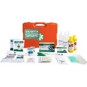 REMEDIA ONE Valigetta Pronto Soccorso Medic 4 Allegato 1, Completa | Cassetta Primo Soccorso Aziende Più 3 Dipendenti DM 388/03, Kit Antiurto con Sfigmomanometro e Termometro