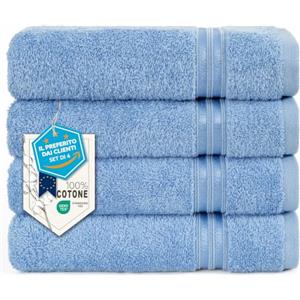 Hammetex Asciugamani Set da 4 50x100 cm, 100% Cotone Spugna | Certificato OEKO-TEX, morbido e altamente assorbente, con asola, per bagno, bagno ospiti, cucina, palestra & sport