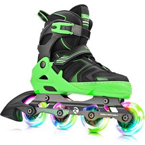 Kuxuan Skates Pattini regolabili in linea per ragazzi ragazze bambini con ruote luminose, pattini adolescenti per principianti donne