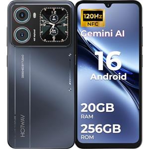 HOTWAV X100 GT Smartphone Android 16 con IA 20GB+256GB/TF TB Telefono Cellulare 5160mAh Cellulare 6.9"120Hz Telefoni 48MP+16MP Touchscreen Secondario Telefono/NFC/Vibrant Island/Telecomando IR - Nero