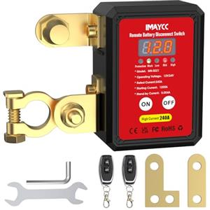 IMAYCC Interruttore di Disconnessione Auto Smart Senza Fili Telecomandato, Interruttore di Disconnessione Batteria 12V 240A con Display Tensione LED, Interruttore Kill Batteria Anti-Furto