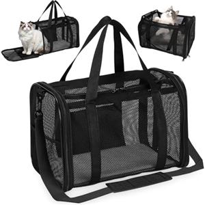Vasmeiy Borsa per gatti traspirante,Trasportino per Cani Portatile, Nero | e Ripiegabile,Trasportino Gatto Cane,Trasportino per Gatti Con Tappetino Rimovibile e Tracolla,per Viaggio
