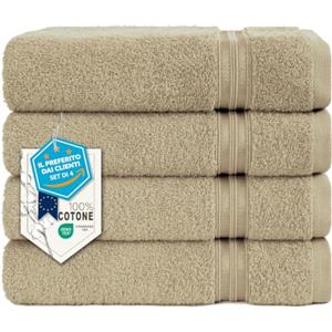 Hammetex Asciugamani Set da 4 50x100 cm, 100% Cotone Spugna | Certificato OEKO-TEX, morbido e altamente assorbente, con asola, per bagno, bagno ospiti, cucina, palestra & sport