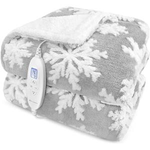 MYCARBON Coperta Elettrica 180x160cm 10 Temperature Timer 9h Basso Consumo | Termocoperta Coperta Termica Matrimoniale in Flanella e Sherpa Lavabile