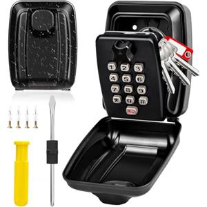 KTUEOV Cassetta di Sicurezza per Chiavi Esterno Muro Key Box con 12 Cifre | Robusta Cassaforte per Chiavi con Codice Grande Capacità Impermeabile Codice di Reset Cassetta Portachiavi per Ufficio/Garage
