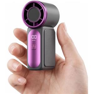 Morelax Mini ventilatore portatile a 6 velocità, flusso d'aria turbo da 16920 giri/min, ricaricabile tramite USB, con display a LED, per viaggi, attività all'aperto, trucco e ufficio