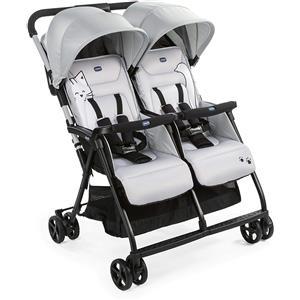 Chicco Passeggino Gemellare Chicco Ohlala Twin Silver Cat con Parapioggia