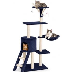 BAKAJI Tiragraffi per Gatti Albero Sisal Parco Giochi Gioco x Gatto Tira Graffi per Gatti Graffiatoio a colonna Arredo Altezza 144cm (Blu)