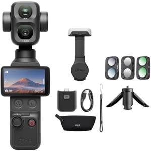 DJI Osmo Pocket 4P Combo Standard, videocamera vlog 4K memoria 103GB | Zoom ottico 3×, zoom fino a 12×, 4K/240fps, gamma dinamica di 17 stop, 103 GB di memoria integrata, luce di riempimento