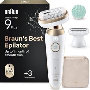 Braun Silk-Épil 9 Flex Epilatore Elettrico Donna, Accessori, 9-071 3d Oro | SkinSpa, Testina Flessibile a 360° per Epilazione Semplice, Impermeabile, Batteria Ricaricabile, Pelle Liscia a Lungo