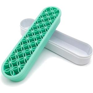TopHomer Porta pennelli da trucco da scrivania, in silicone, organizer per strumenti da cucito, per forbici, pittura, penne, pennarelli cosmetici (21 cm, verde)