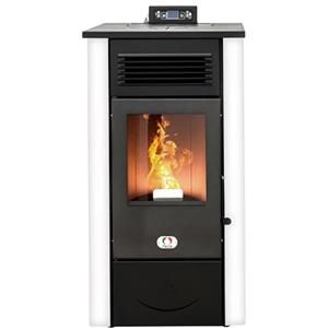 STUFE A PELLET ITALIA Canada 14 KW - Stufa ad Aria Ventilata Efficienza 89% Scalda 130m² Autonomia 15H Programmabile 5 Velocità e Potenze Garanzia 24 Mesi Bianco