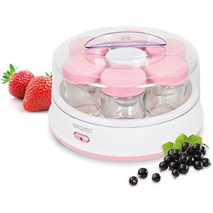 Exquisit YM 3101 WEP yogurt maker/yogurtiera/15 Watt/7 porzione Bicchieri/1,4 litri/adatto per lavastoviglie, Bianco, Rosa