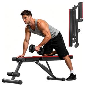 GartistGo Panca Pesi Pieghevole Multifunzione, Panca Allenamento Regolabile 8 Posizioni, Panca Palestra Casa 300 kg, Salvaspazio 80x43x26 cm