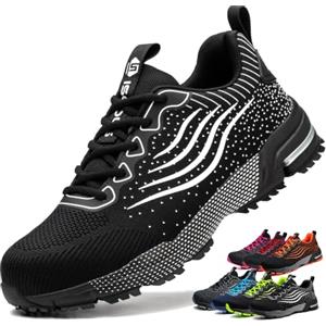 ISOOUS Scarpe Antinfortunistiche Uomo Donna Scarpe da Lavoro Leggere Traspiranti | Scarpe da Cantiere Antiscivolo Comode Scarpe Sicurezza con Punta in Acciaio Industriali Sneakers Unisex 36-48 EU