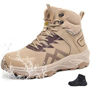 CYKYGGO Scarpe Antinfortunistiche Uomo Alte S3 ESD Impermeabili Donna | Scarponi Antinfortunistiche Leggere Stivali da Lavoro Pelle con Punta in Acciaio Scarpe da Lavoro Traspiranti Comode