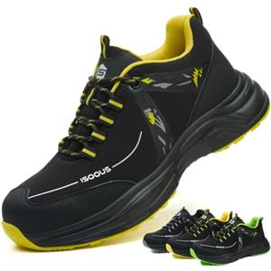 ISOOUS Scarpe Antinfortunistiche Uomo Donna Antiscivolo Leggere | Scarpe da Lavoro Traspiranti Con Punta in Acciaio Scarpe da Cantiere Antiscivolo,Resistente agli Spruzzi d'Acqua