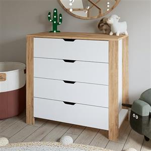 Dmora Cassettiera Tassili 90x42x85h cm Marrone Rovere 4 Cassetti Apertura Scorrevole, Chiusura Scorrevole