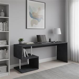 Dmora - Scrivania Samuel, Scrittoio lineare porta PC, Tavolo multiuso per ufficio, Scrivania salvaspazio multiposizione, 100% Made in Italy, cm 180x60h78, Ardesia