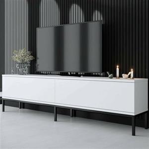 Dmora - Mobile porta TV Regulus, Credenza da soggiorno, Armadio basso per TV, Base parete attrezzata, 180x30h47 cm, Bianco e Nero